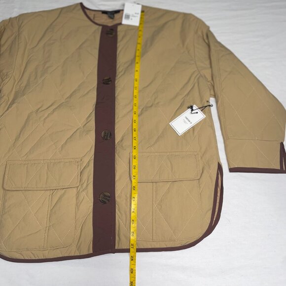 Forever 21 Khaki Quilted Jacket – Lightweight Button-Up Coat – Size S UNISEX - Picture 5 of 6